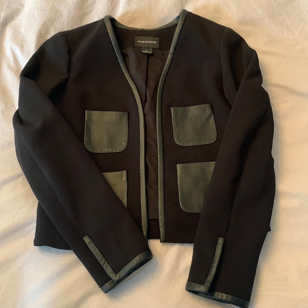 Club Monaco blazer with leather detailing